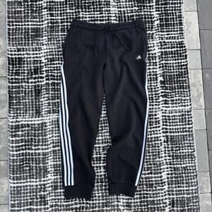 Adidas Black Track Pants with White Stripes